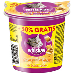 whiskas knuspertaschen huhn kaese 50 prozent gratis