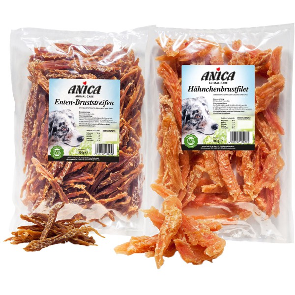 anica hundesnacks enten huehner bruststreifen 500 g