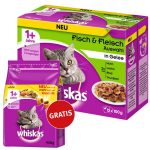 Whiskas 1 Fisch Fleischauswahl in Gelee 12x100g plus 950 g Whiskas 1 mit Huhn gratis
