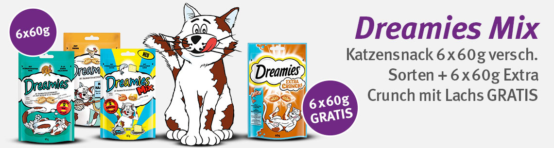 zooroyal dreamies 6 plus 6 gratis banner