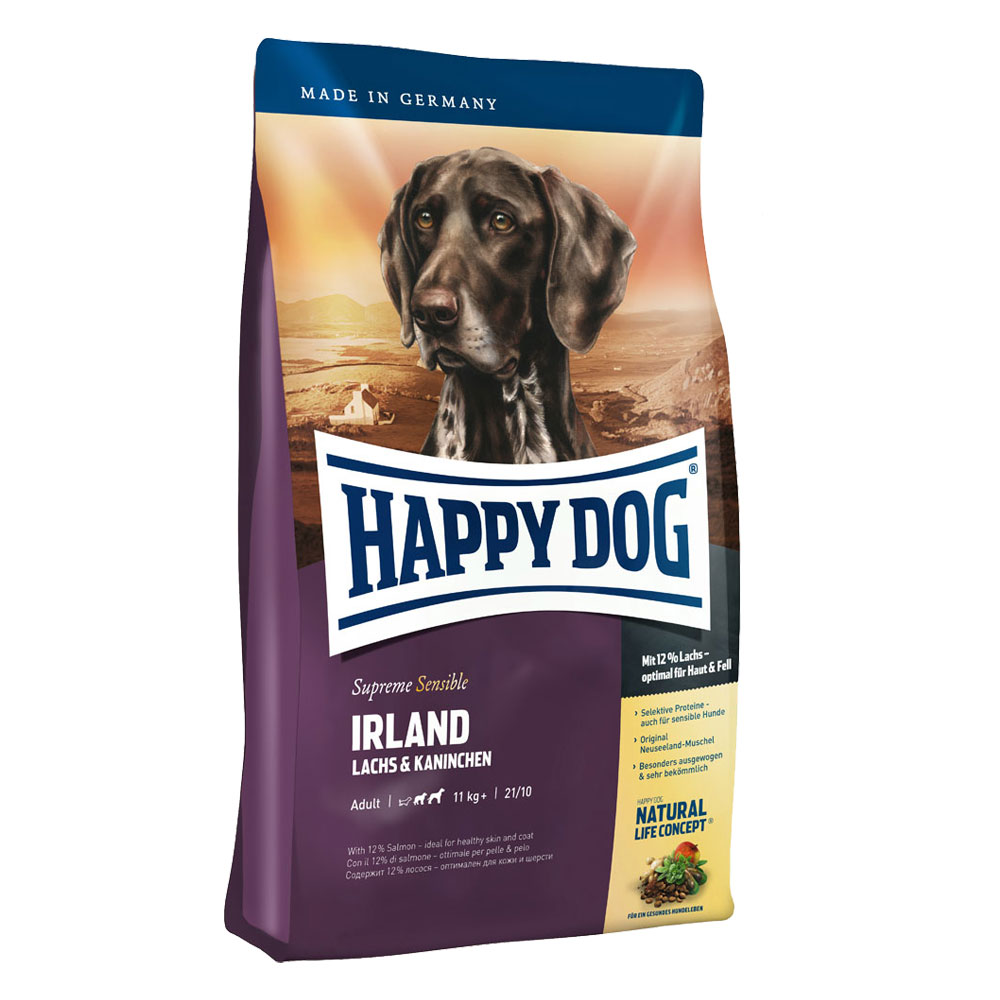 300 g Happy Dog Hunde-Trockenfutter für 0,67 € bei Rinderohr.de (somit 28,40 € für 12,6 kg – VGP: 35,15 €) happydog supreme sensible irland lachs kaninchen