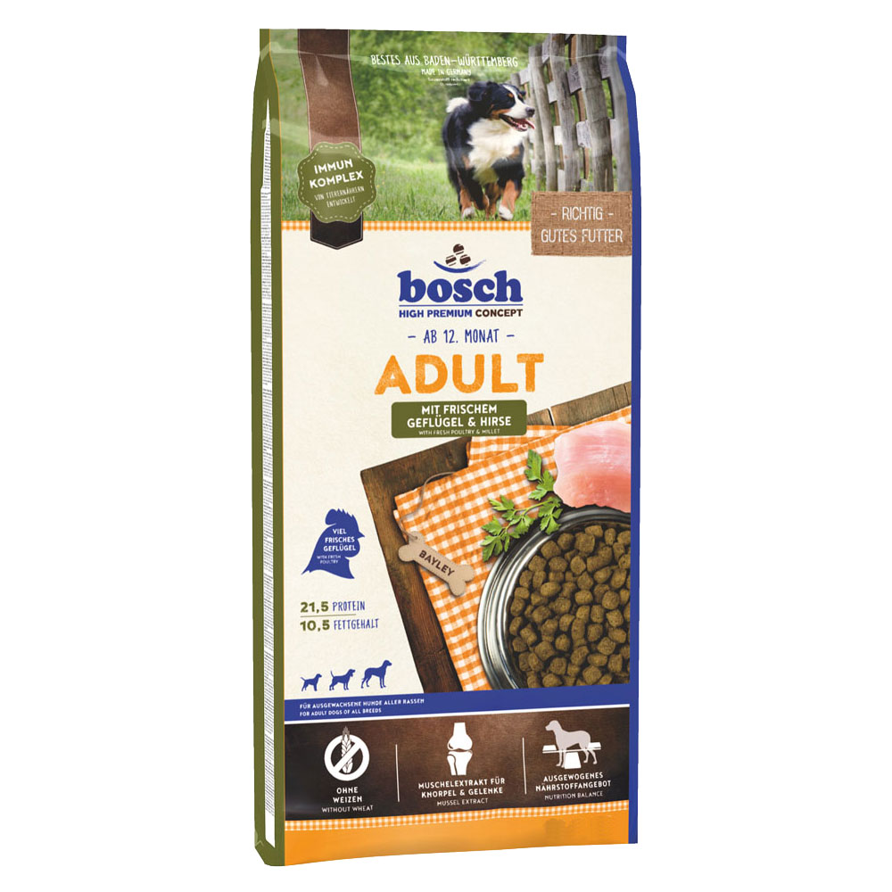 1 kg Bosch Hunde-Trockenfutter für 1,48 € (15 x 1 kg für 22,20 € – VGP: 26 €) bei Rinderohr.de BOSCH ADULT GEFLUEGEL HIRSE
