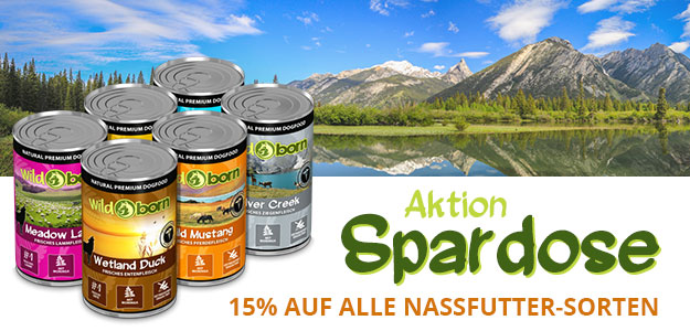 15% auf alle getreidefreien Nassfutter-Sorten für Hunde bei Wildborn wildborn spardose2017