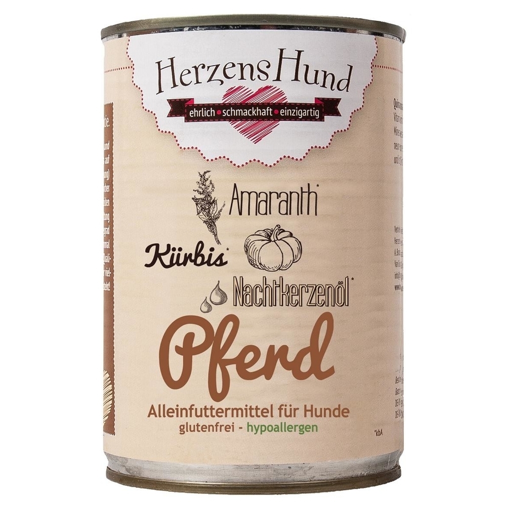 herzenshund hundefutter pferd mit kuerbis 400 g