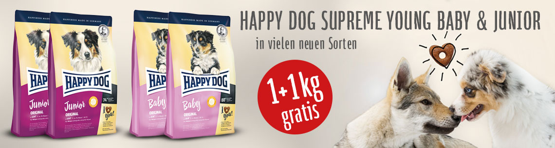 zooroyal happydog 1kgplus1kg gratis youngfood teaser