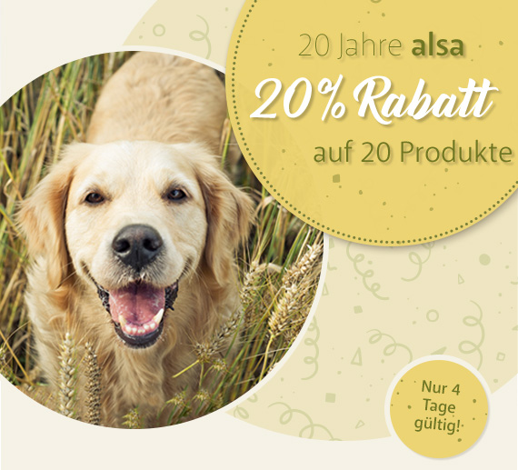 20 jahre alsa hundewelt 20 prozent 20 produkte