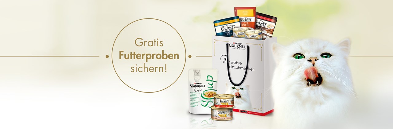 Gratis Probierpaket, Coupons & Stoffbeutel mit dem Namen eurer Katze abstauben bei der Purina GOURMET Genusstour in 21 Städten genusstour futterproben sparcoupons