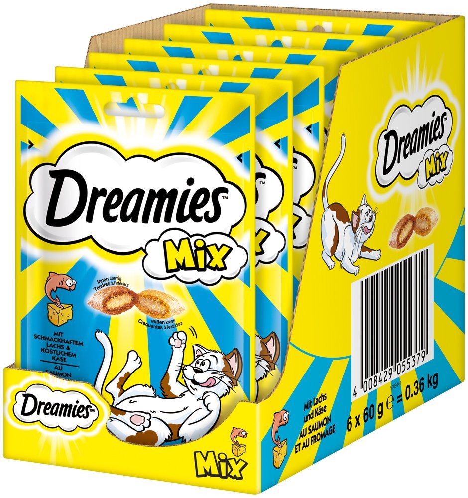 dreamies mix lachs kaese 6x60 g amazon