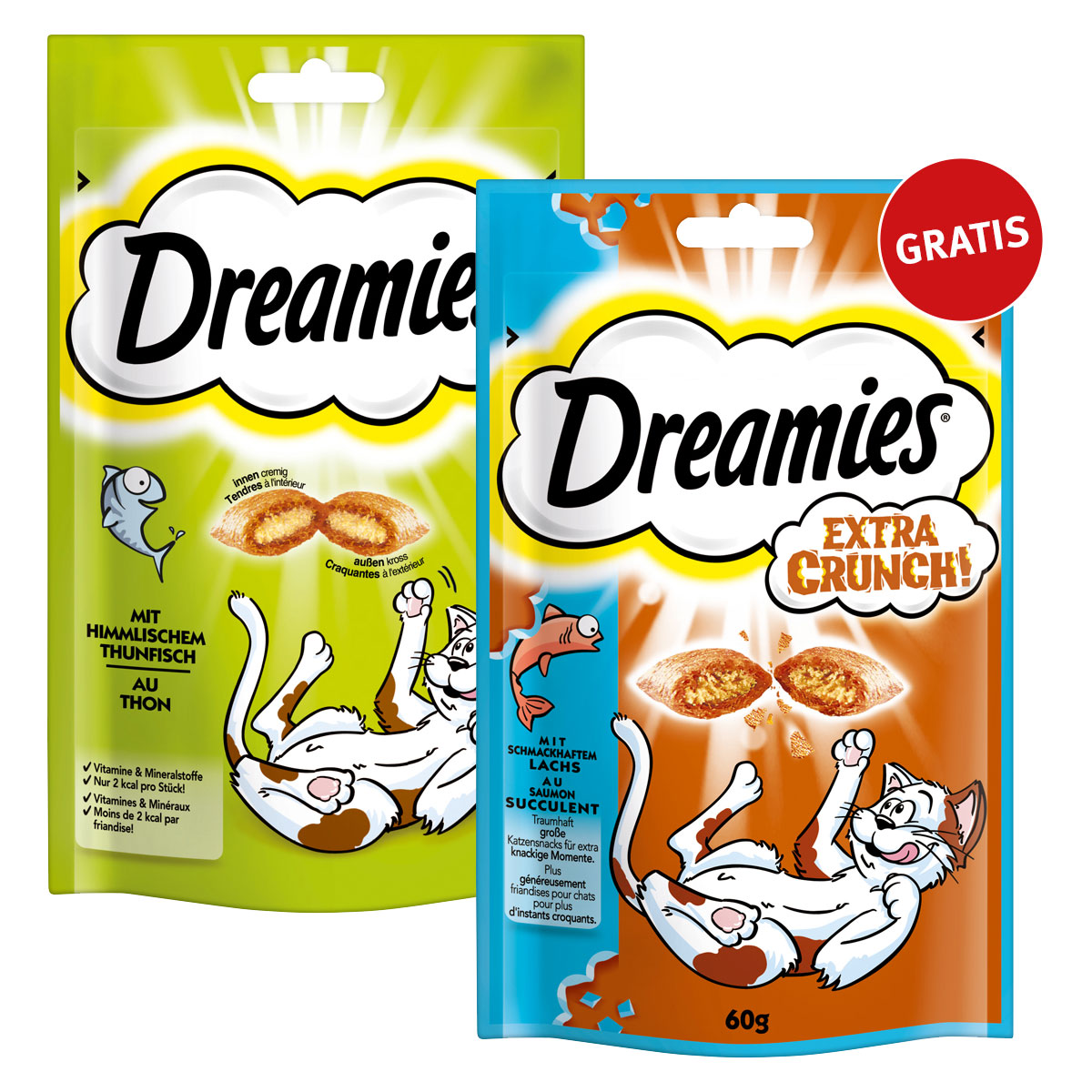 dreamies thunfisch und dreamies extra crunch gratis zooroyal