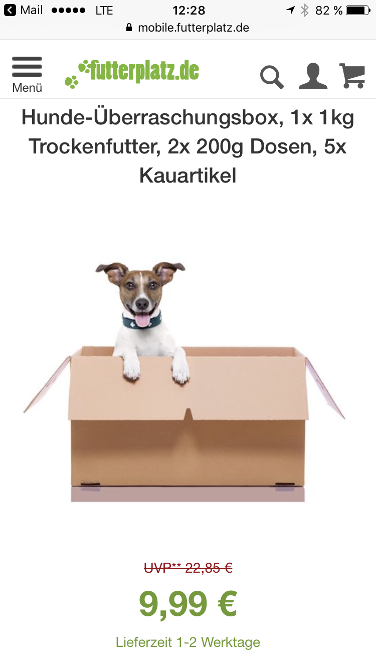 Überraschungsbox für Hunde bei Futterplatz sparpfoten.de