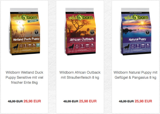 4 kg Wildborn Hunde-Trockenfutter kaufen (ab 25,98 €) + 4 kg der gleichen Sorte gratis dazu bekommen 2 wildborn 4 plus 4 sale beispiele