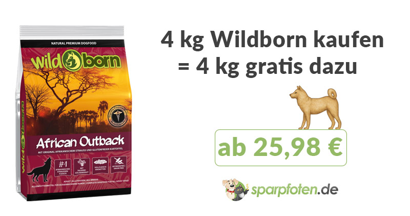 4 kg Wildborn Hunde-Trockenfutter kaufen (ab 25,98 €) + 4 kg der gleichen Sorte gratis dazu bekommen wildborn aktion 4 kg plus 4 kg gratis