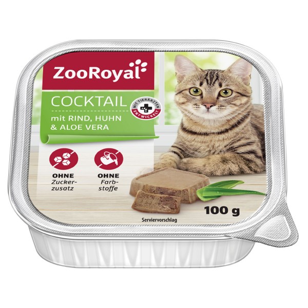zooroyal katzen nassfutter cocktail aus rind huhn aloe vera