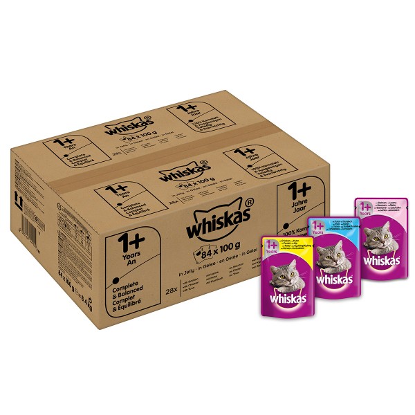 whiskas adult 1 fisch und geflugelauswahl in gelee