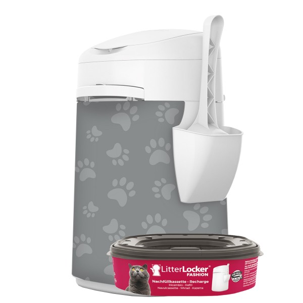 65144 LitterLocker Fashion Stoff Bezug Cat paws grey Cat Paws