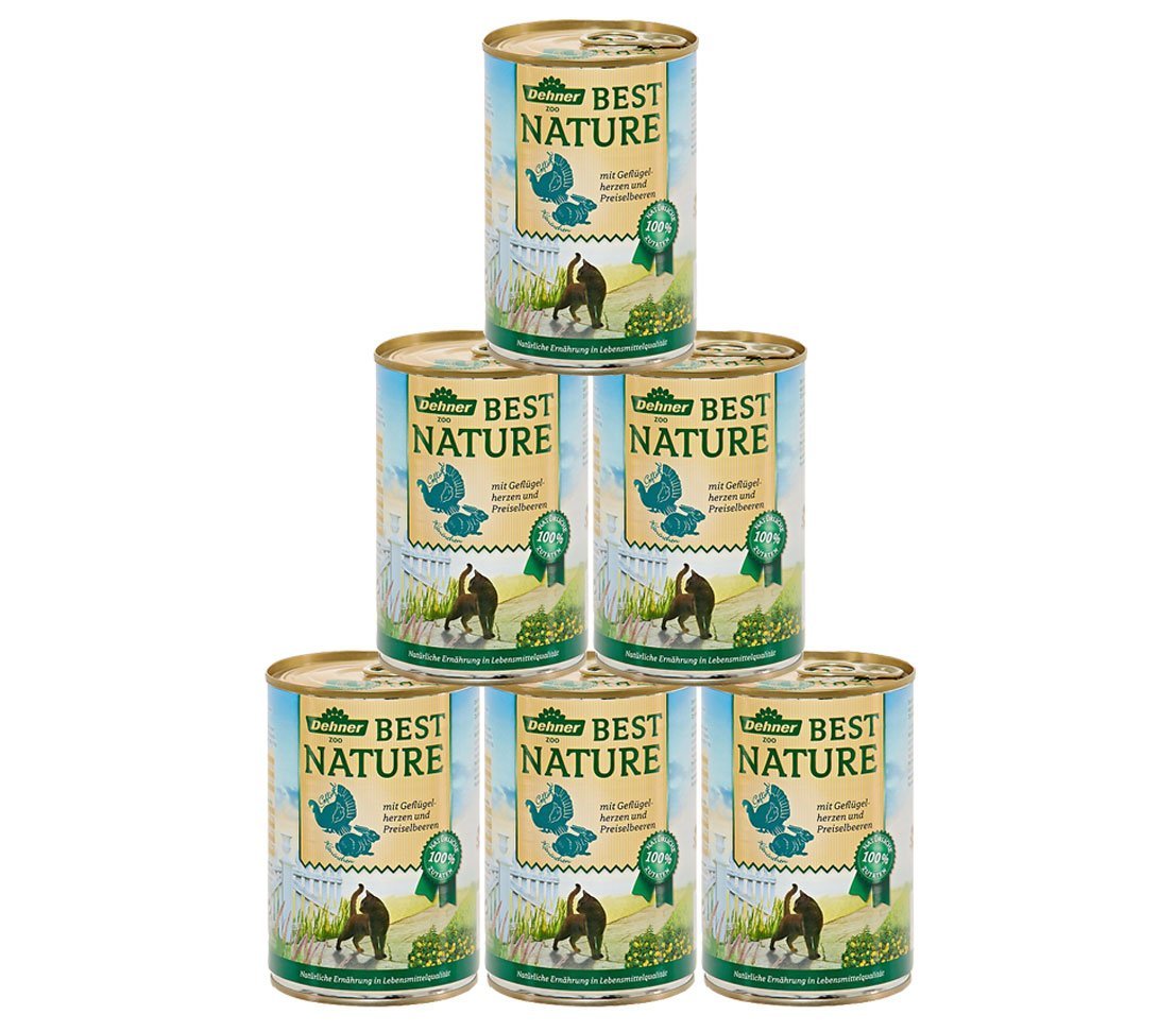 dehner best nature gefluegelherzen 6 x 400 g