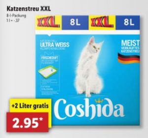 Coshida Katzenstreu XXLPackung (8 statt 6 Liter) für 2,95 € ab